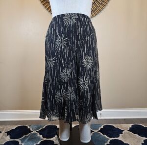 Alfani Black and Silver Starburst Midi Skirt Size 20